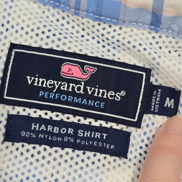 Vineyard Vines Harbor Shirt Mens Medium Blue Plaid Button Up Lightweight Vented - Picture 4 of 11